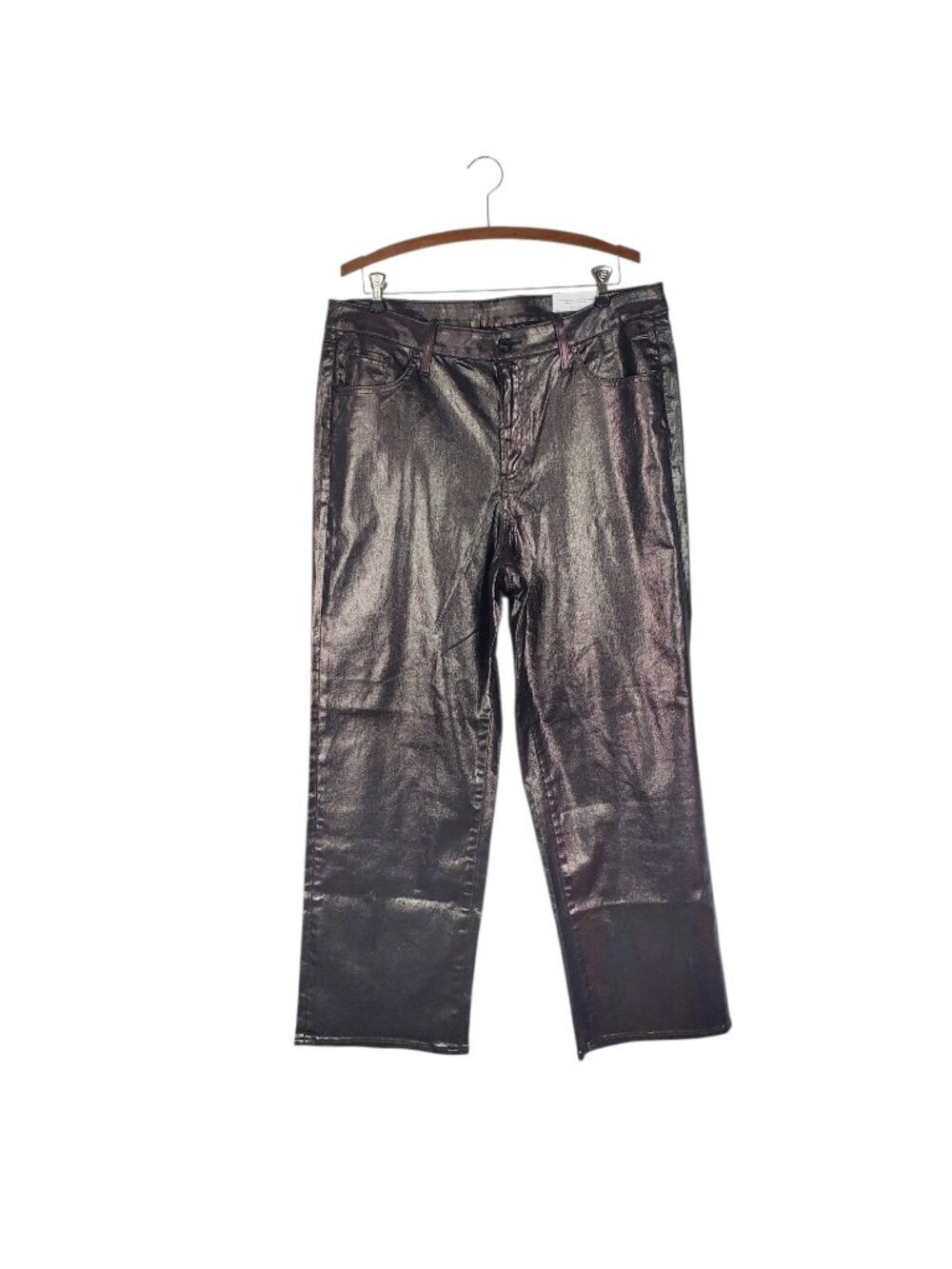 Chicos NWT Metallic High Rise Straight Leg Jeans Rose Copper Womens 3/US 16